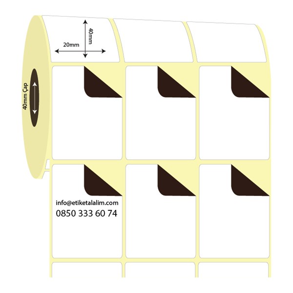 Kuşe Sürsajlı-Örtücü Etiket (sticker)20mm x 40mm 3'lü Ara Boşluklu Kuşe Sürsajlı Etiket