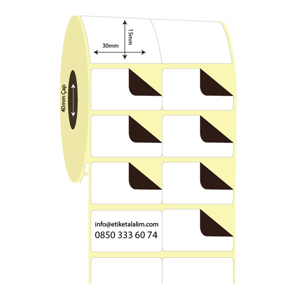 Kuşe Sürsajlı-Örtücü Etiket (sticker)30mm x 15mm 2'li Bitişik Kuşe Sürsajlı Etiket