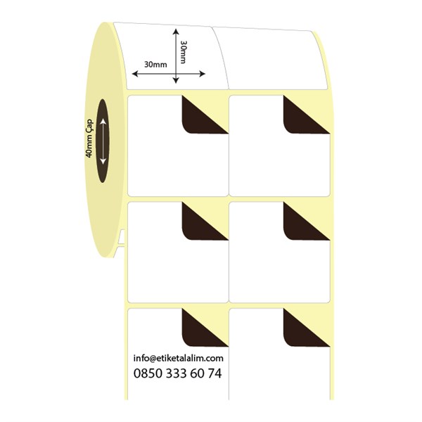 Kuşe Sürsajlı-Örtücü Etiket (sticker)30mm x 30mm 2'li Bitişik Kuşe Sürsajlı Etiket