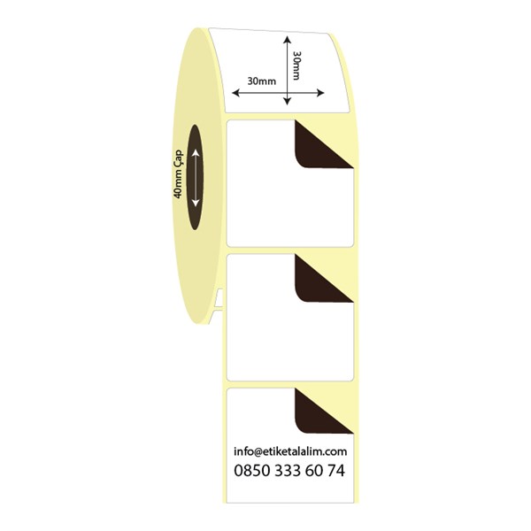 Kuşe Sürsajlı-Örtücü Etiket (sticker)30mm x 30mm Kuşe Sürsajlı Etiket