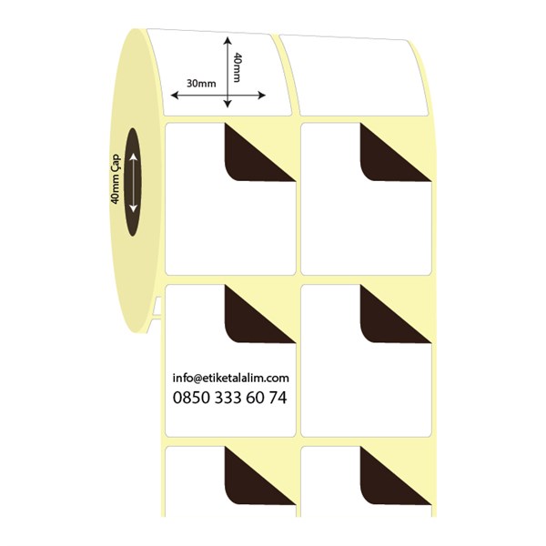 Kuşe Sürsajlı-Örtücü Etiket (sticker)30mm x 40mm 2'li Ara Boşluklu Kuşe Sürsajlı Etiket