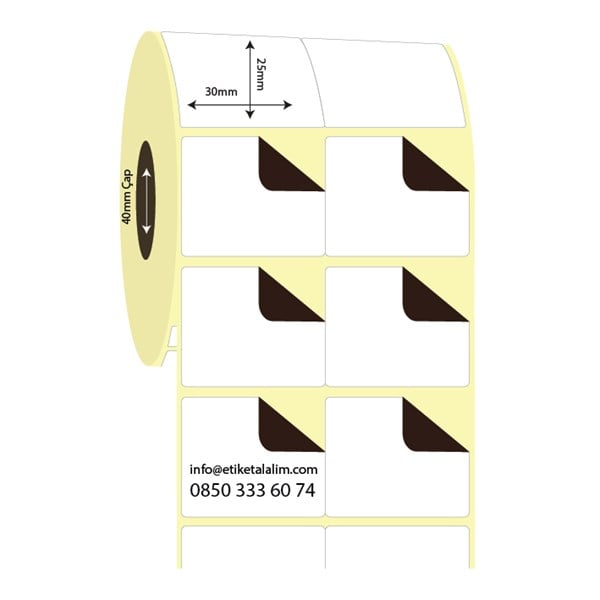 Kuşe Sürsajlı-Örtücü Etiket (sticker)30mm x 25mm 2'li Bitişik Kuşe Sürsajlı Etiket