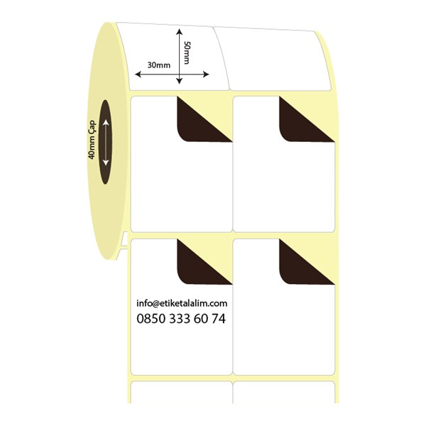 Kuşe Sürsajlı-Örtücü Etiket (sticker)30mm x 50mm 2'li Bitişik Kuşe Sürsajlı Etiket