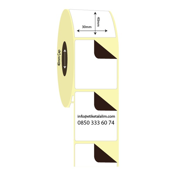 Kuşe Sürsajlı-Örtücü Etiket (sticker)30mm x 40mm Kuşe Sürsajlı Etiket