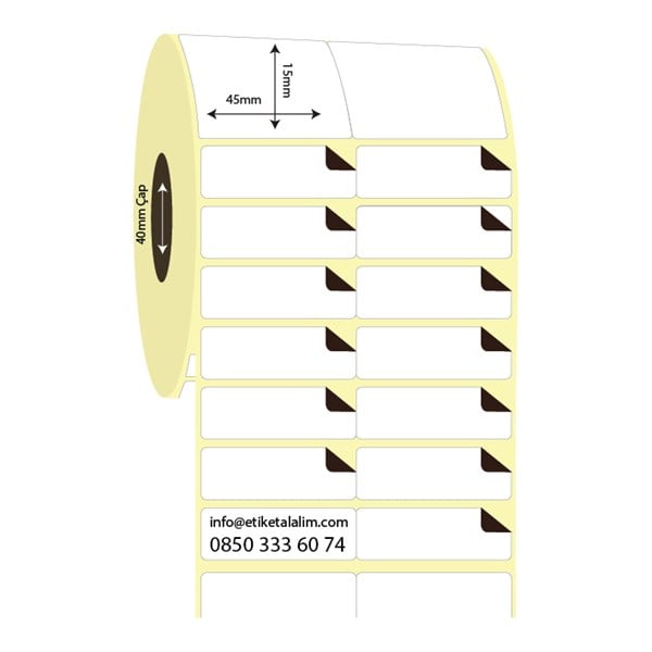 Kuşe Sürsajlı-Örtücü Etiket (sticker)45mm x 15mm 2'li Bitişik Kuşe Sürsajlı Etiket