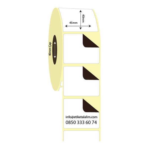 Kuşe Sürsajlı-Örtücü Etiket (sticker)45mm x 40mm Kuşe Sürsajlı Etiket