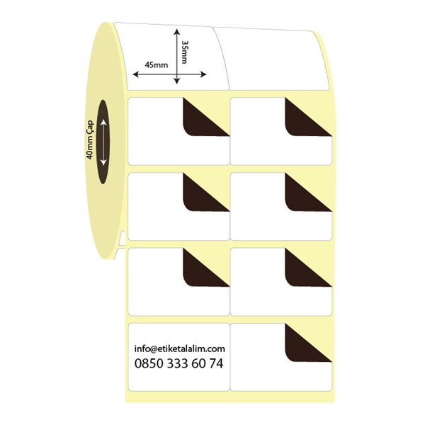 Kuşe Sürsajlı-Örtücü Etiket (sticker)45mm x 35mm 2'li Bitişik Kuşe Sürsajlı Etiket
