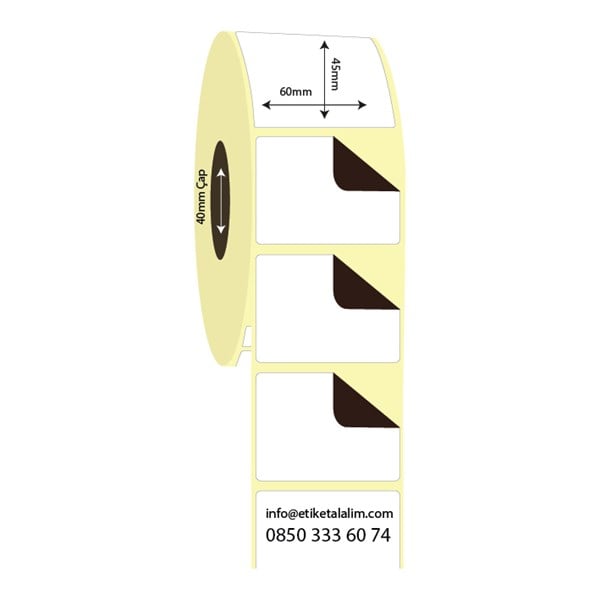 Kuşe Sürsajlı-Örtücü Etiket (sticker)60mm x 45mm Kuşe Sürsajlı  Etiket