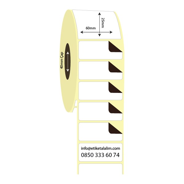 Kuşe Sürsajlı-Örtücü Etiket (sticker)60mm x 25mm Kuşe Sürsajlı Etiket