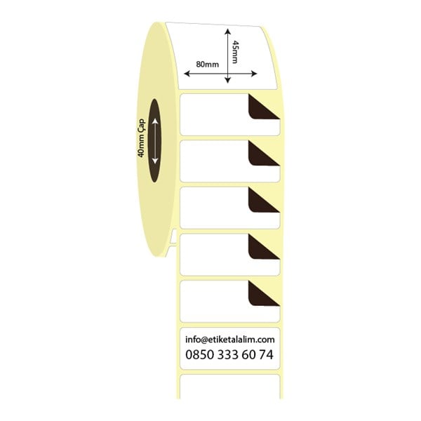 Kuşe Sürsajlı-Örtücü Etiket (sticker)80mm x 45mm Kuşe Sürsajlı Etiket