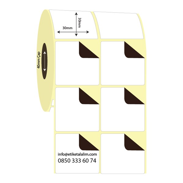 Termal Sürsajlı-Örtücü Etiket (sticker)30mm x 30mm 2'li Ara Boşluklu Termal Sürsajlı Etiket