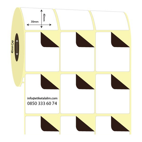 Termal Sürsajlı-Örtücü Etiket (sticker)30mm x 40mm 3'lü Ara Boşluklu Termal Sürsajlı Etiket