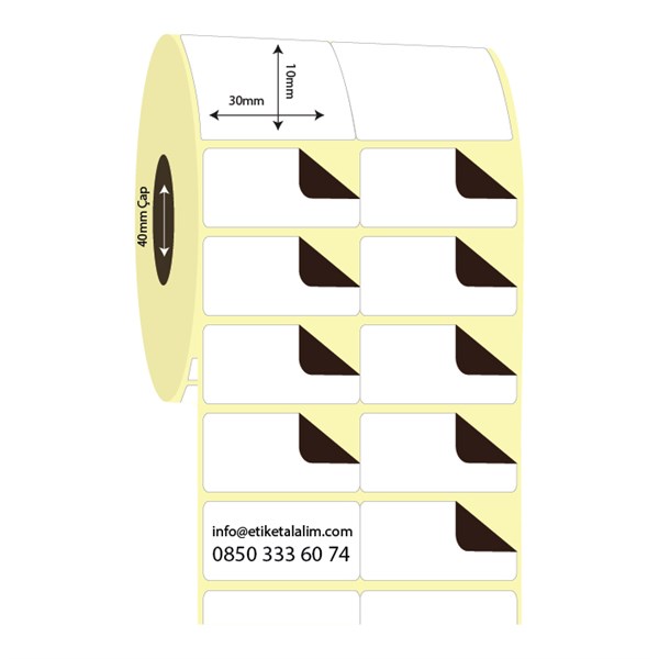 Termal Sürsajlı-Örtücü Etiket (sticker)30mm x 10mm 2'li Bitişik Termal Sürsajlı Etiket