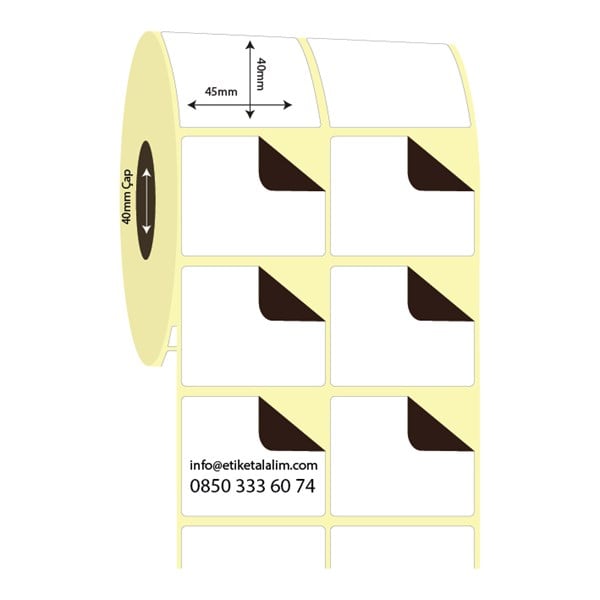 Termal Sürsajlı-Örtücü Etiket (sticker)45mm x 40mm 2'li Ara Boşluk Termal Sürsajlı Etiket
