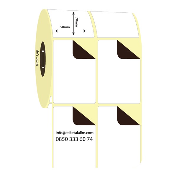 Termal Sürsajlı-Örtücü Etiket (sticker)50mm x 70mm 2'li Ara Boşluklu Termal Sürsajlı Etiket