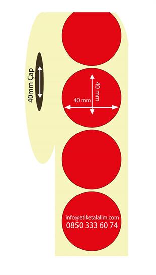 Eczane - İlaç Etiketi40mm x 40mm Oval Termal  Eczane Etiket Kırmızı 