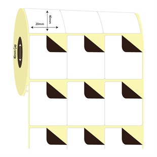 Kuşe Sürsajlı-Örtücü Etiket (sticker)20mm x 40mm 3'lü Bitişik Kuşe Sürsajlı Etiket