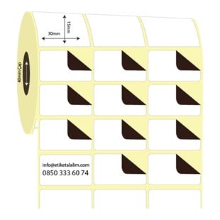 Kuşe Sürsajlı-Örtücü Etiket (sticker)30mm x 15mm 3'lü Ara Boşluklu Kuşe Sürsajlı Etiket