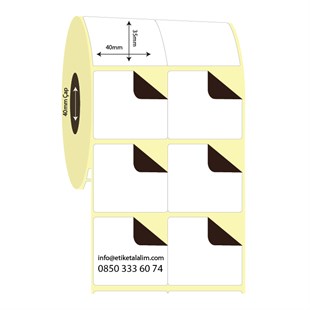 Kuşe Sürsajlı-Örtücü Etiket (sticker)40mm x 35mm 2'li Bitişik Kuşe Sürsajlı Etiket