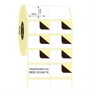 Kuşe Sürsajlı-Örtücü Etiket (sticker)40mm x 20mm 2'li Bitişik Kuşe Sürsajlı Etiket