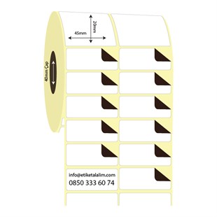 Kuşe Sürsajlı-Örtücü Etiket (sticker)45mm x 20mm 2'li Ara Boşluk Kuşe Sürsajlı Etiket