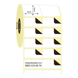 Kuşe Sürsajlı-Örtücü Etiket (sticker)45mm x 25mm 2'li Bitişik Kuşe Sürsajlı Etiket