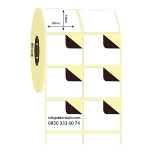 Kuşe Sürsajlı-Örtücü Etiket (sticker)50mm x 40mm 2'li Ara Boşluk Kuşe Sürsajlı Etiket