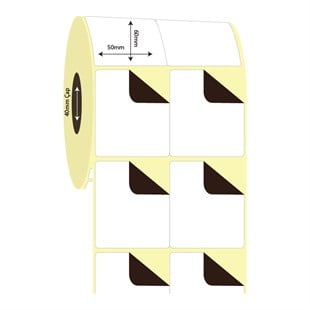 Kuşe Sürsajlı-Örtücü Etiket (sticker)50mm x 60mm 2'li Bitişik Kuşe Sürsajlı Etiket