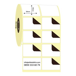 Kuşe Sürsajlı-Örtücü Etiket (sticker)50mm x 30mm 2'li Ara Boşluklu Kuşe Sürsajlı Etiket