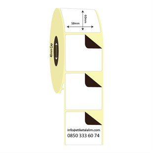 Kuşe Sürsajlı-Örtücü Etiket (sticker)58mm x 60mm Kuşe Sürsajlı Etiket
