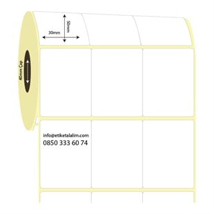Lamine Termal (Sticker)30mm x 50mm 3'lü Bitişik Lamine Termal Etiket