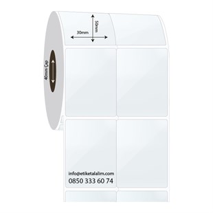 PP Şeffaf Etiket30mm x 50mm 2'li Bitişik PP Şeffaf Etiket