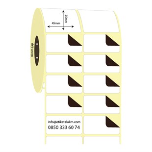 Termal Sürsajlı-Örtücü Etiket (sticker)45mm x 25mm 2'li Ara Boşluk Termal Sürsajlı Etiket