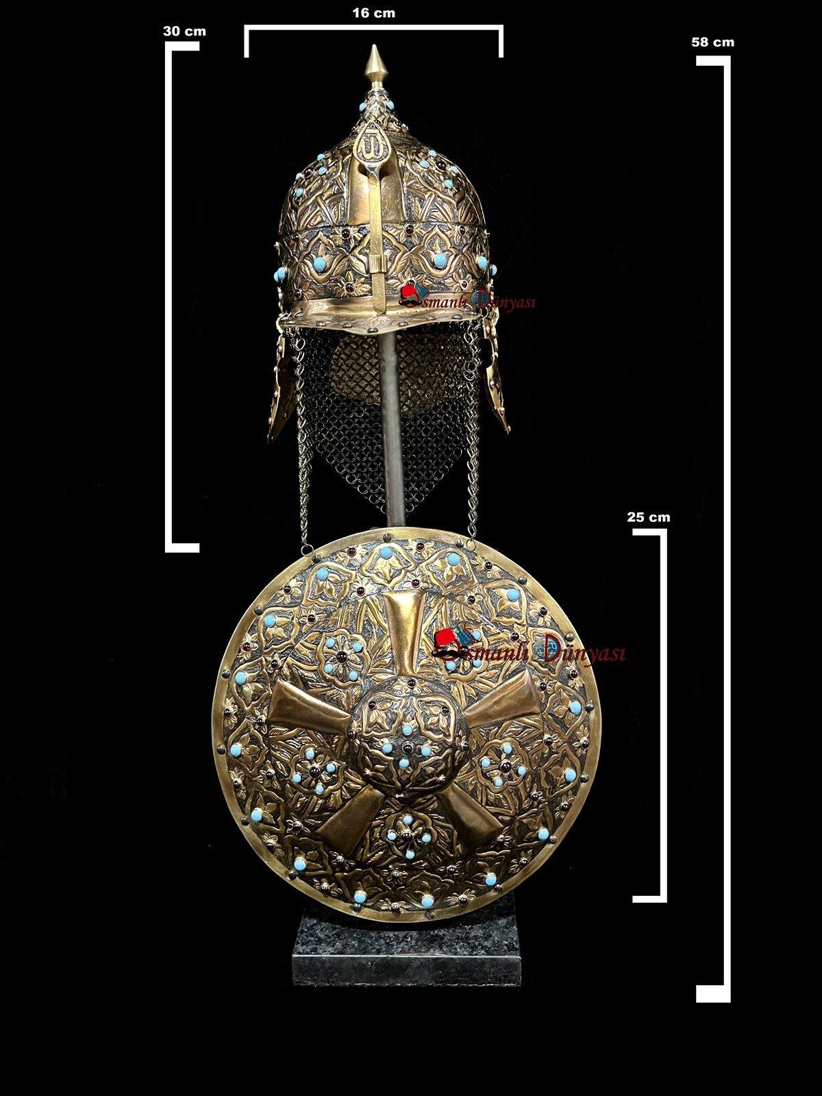 Kanuni Sultan Suleiman Miniature Helmet and Shield Set