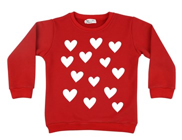 Allover Kalpli Çocuk Sweatshirt - Kırmızı