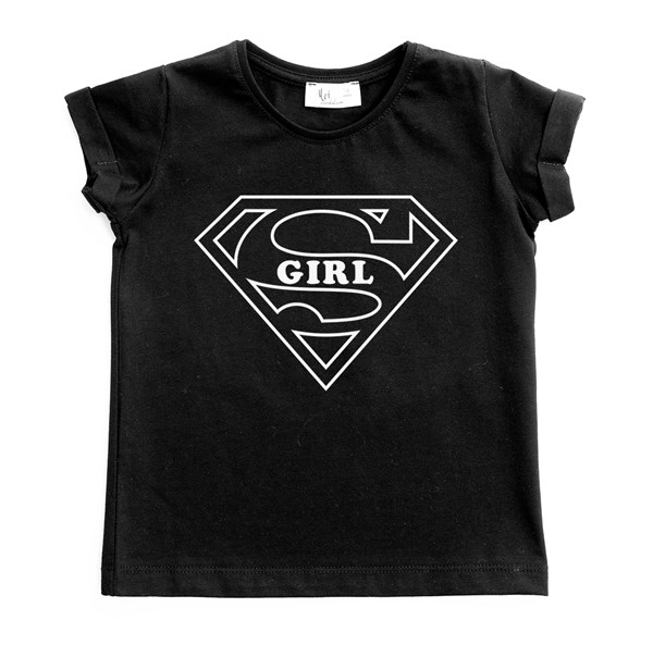 Super Girl Çocuk Tişört - Siyah