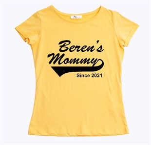 İsme Özel Mommy Tişört - Sarı