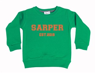 İsme Özel Old School Çocuk Sweatshirt - Yeşil