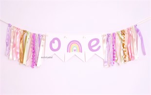 Pastel Rainbow Parti Bannerı - Mor