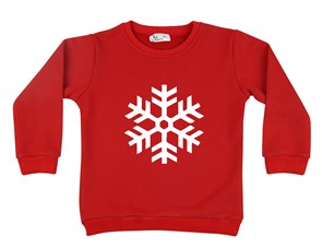 Snow Flake Çocuk Sweatshirt - Kırmızı