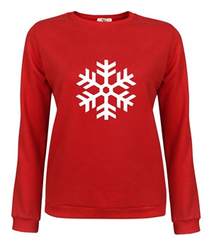 Snow Flake Kadın Sweatshirt - Kırmızı