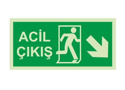 Acil Çıkış Sağ Aşağı Ok Lümen