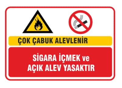 Çok Çabuk Alevlenir Sigara İçmek ve Açık Alev Yasaktır