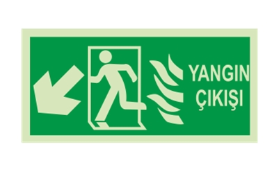 Yangın Çıkışı Sol Aşağı Ok Lümen
