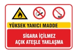 Yüksek Yanıcı Madde Sigara İçilmez Ateşle Yaklaşma