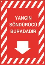 Yangın Söndürücü Buradadır Aşağı Ok