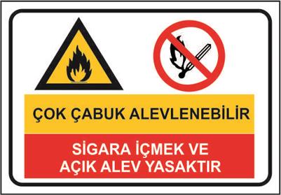 Çabuk Alevlenebilir Sigara İçmek ve Açık Alev Yasaktır