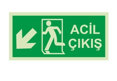 Acil Çıkış Sol Aşağı Ok Lümen