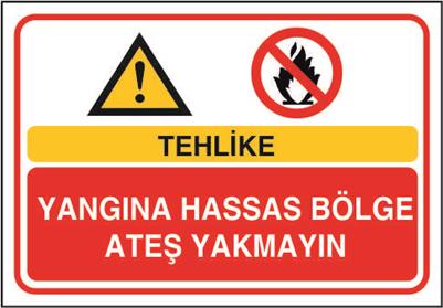 Tehlike Yangına Hassas Bölge Ateş Yakmayın