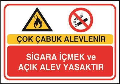 Çok Çabuk Alevlenir Sigara İçmek ve Açık Alev Yasaktır